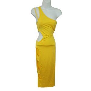 Sheseeworld Yellow Cut Out Bodycon Dress Size M